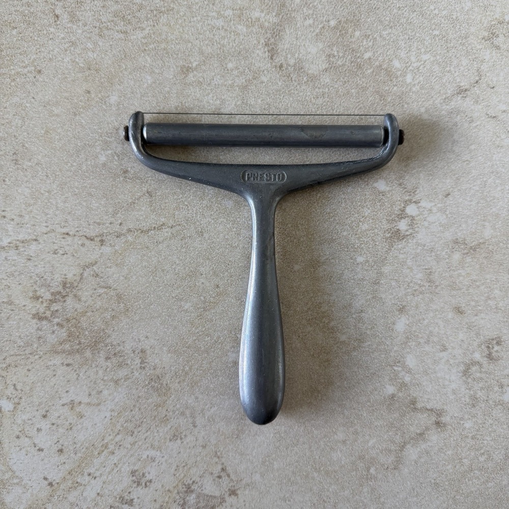Vintage Presto Cheese Slicer Aluminum Roller and Wire Handheld Metal Cutter